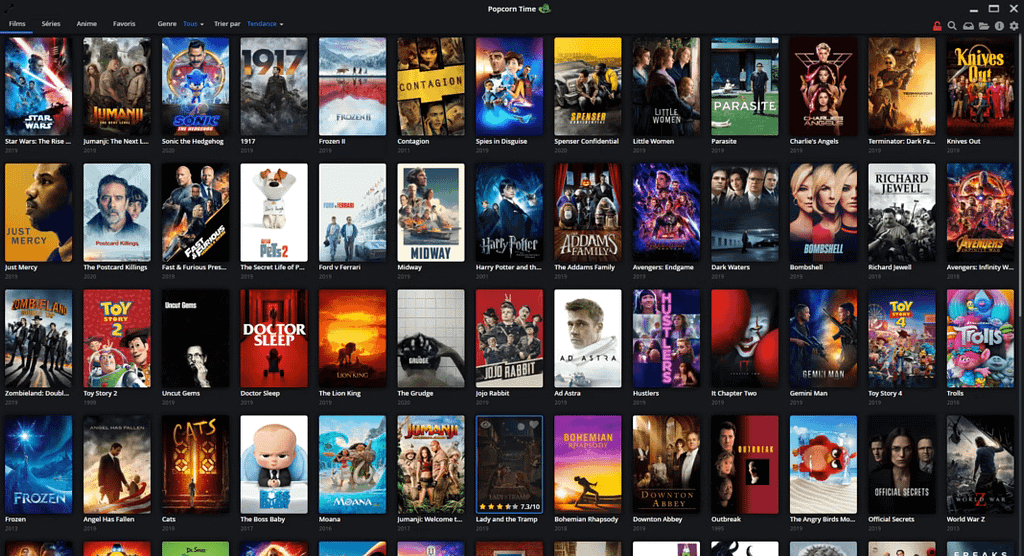 IPTV Interface mit vielen Filmen und Serien in HD und 4K Qualität