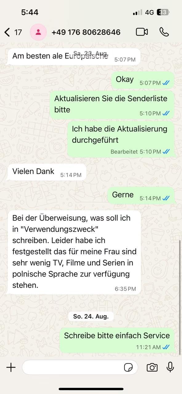 IPTV Subscription – Best Plans in HD, 4K, and Ultra HD with Free Trial 12 Screenshot eines zufriedenen Kunden nach IPTV-Kauf